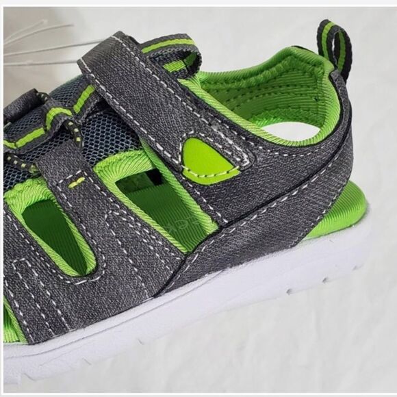 New Toddler Boys Size 9 Grey & Green Sandals - Picture 4 of 15